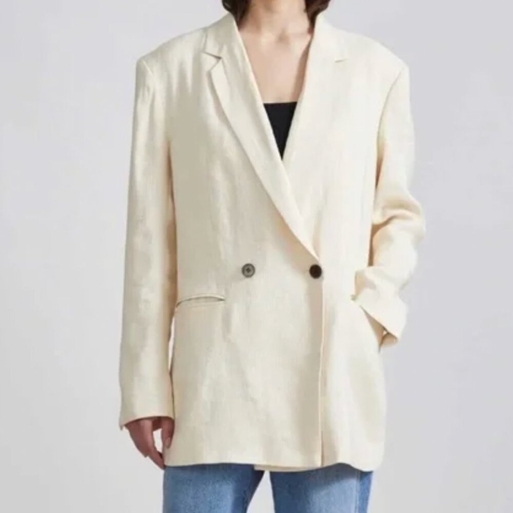 Apiece Apart Elsa Double Breasted Blazer - Cream - Size 0